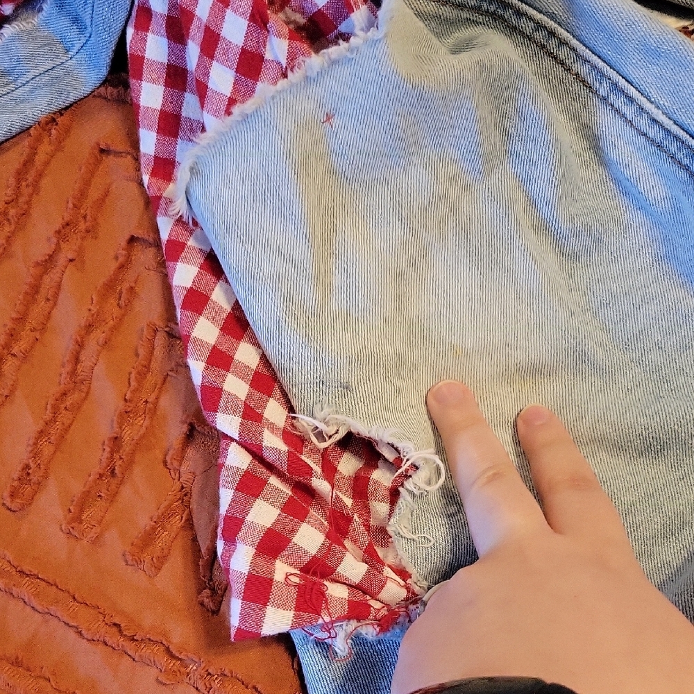 Empyre Light Blue Distressed Jeans with Red Accents - Picture 8 of 9